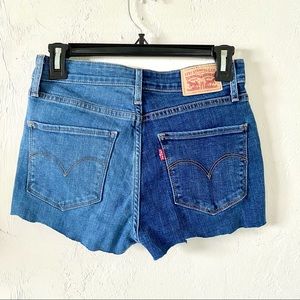 Levi’s Rare PXT Two-Toned Redone High Waisted Cut-Off Blue Denim Jean Shorts 24
